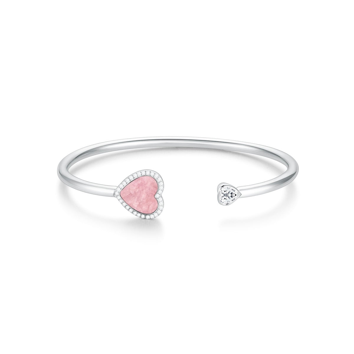 My Heart Rhodonite Bangle Halo (White Gold) (Front) - Eclat by Oui