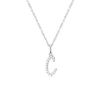 Classic Script Initial Necklace White Gold (C) - Eclat by Oui