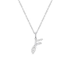 Classic Script Initial Necklace White Gold (F) - Eclat by Oui