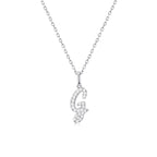 Classic Script Initial Necklace White Gold (G) - Eclat by Oui
