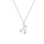 Classic Script Initial Necklace White Gold (N) - Eclat by Oui