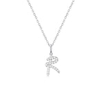 Classic Script Initial Necklace White Gold (R) - Eclat by Oui