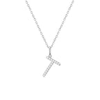 Classic Script Initial Necklace White Gold (T) - Eclat by Oui