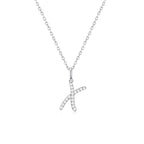 Classic Script Initial Necklace White Gold (X) - Eclat by Oui