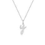 Classic Script Initial Necklace White Gold (Y) - Eclat by Oui