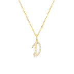 Classic Script Initial Necklace Yellow Gold (D) - Eclat by Oui