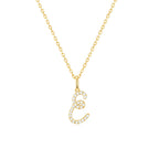 Classic Script Initial Necklace Yellow Gold (E) - Eclat by Oui