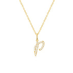 Classic Script Initial Necklace Yellow Gold (P) - Eclat by Oui