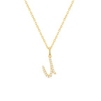 Classic Script Initial Necklace Yellow Gold (U) - Eclat by Oui