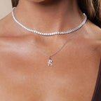 Classic Script Initial Necklace White Gold (Model 3) - Eclat by Oui