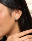 Desiree Pear Halo Ear Studs 1CT (Model) - Eclat by Oui