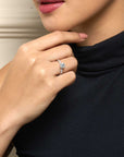 Diana Round Solitaire Pave Ring 1CT (4 Prong) (Model) - Eclat by Oui