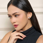 Double Emerald Ear Climbers in Blue Grey (Model) - Éclat by Oui