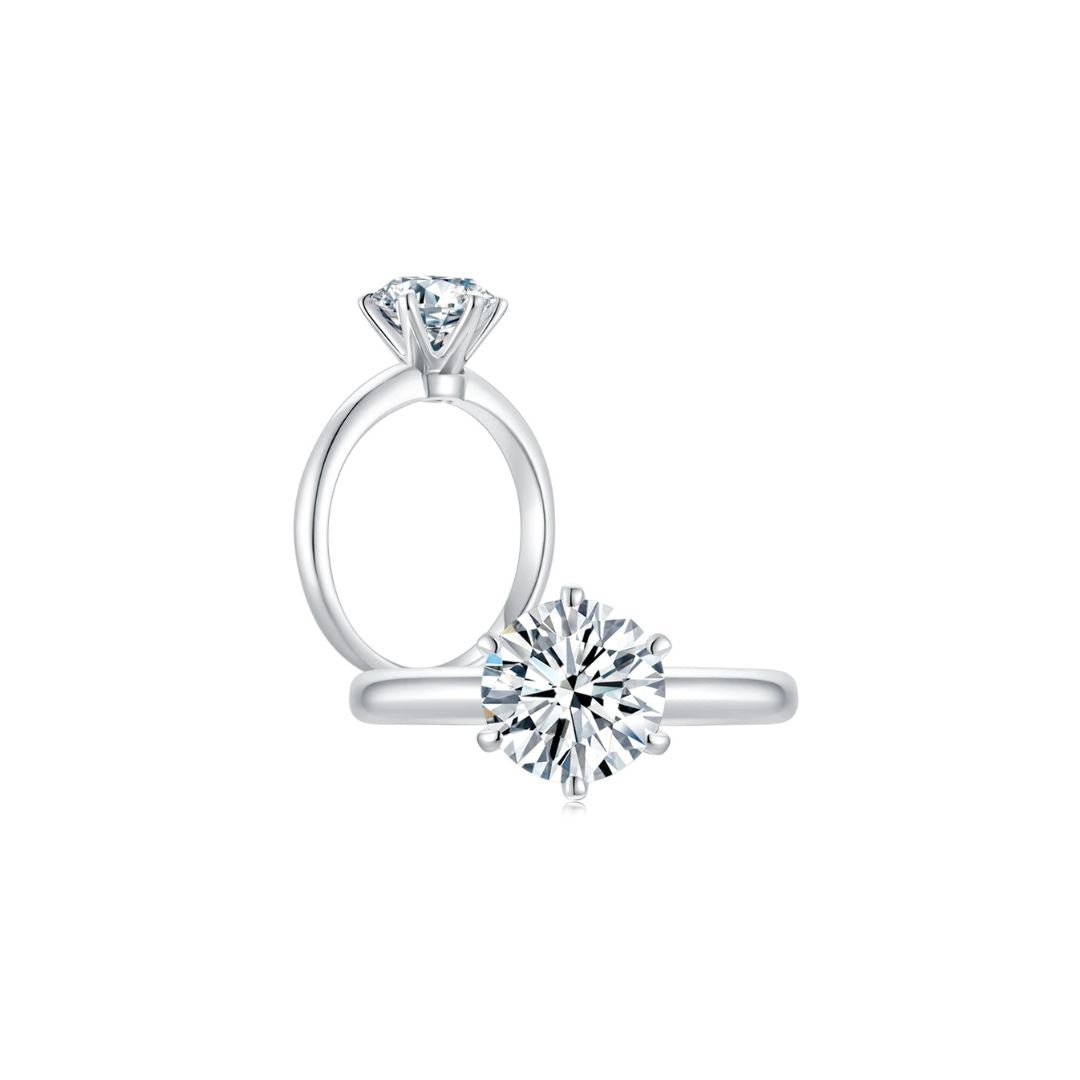 Éclat Classic Round Solitaire Plain Ring (6 Prong) Both - Eclat by Oui