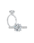 Eclat Classic Round Solitaire Pave Ring (4 Prong) Both - Eclat by Oui