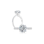 Éclat Classic Round Solitaire Pave Ring (4 Prong) WG (Both) - Éclat by Oui