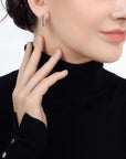 Fluted Earrings Rose Gold with Pave Stones Small (Model) - Eclat by Oui