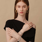 Fluted Bangle (White Gold) with Pave Stones (Model) - Eclat by Oui