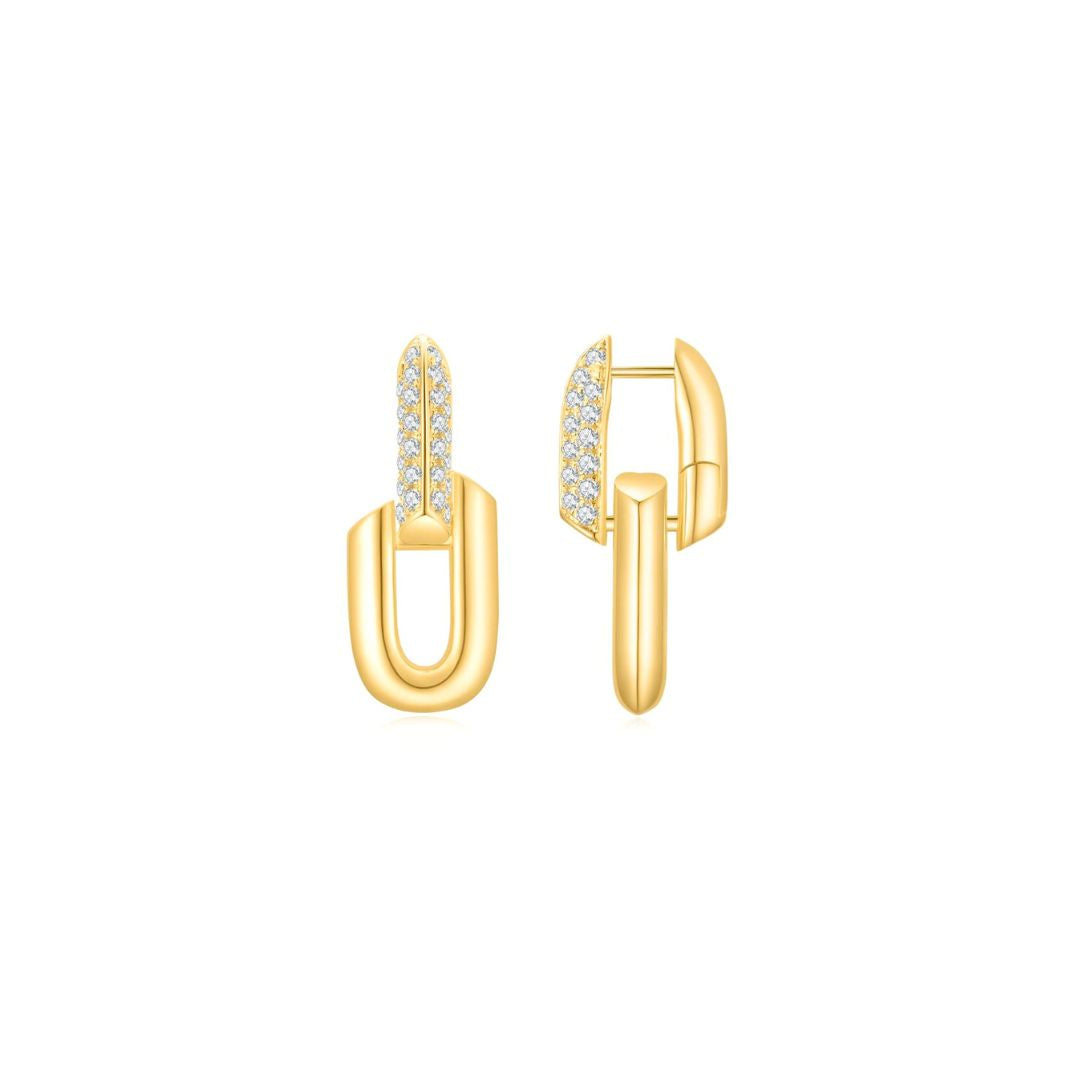 HeartWear Pave Link Earrings YG (Front) - Eclat by Oui