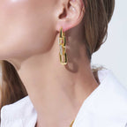 HeartWear 4 Link Pave Earrings (YG) (Model) - Eclat by Oui