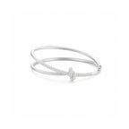 KNOT Alone Double Half Pave Bangle (White Gold) Front - Éclat by Oui