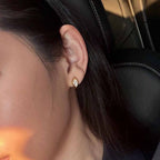 Marquise Bezel Moissanite Ear Studs YG (Model) - Éclat by Oui