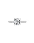 Maya Round Solitaire Pave Ring (4 Prong) Front - Eclat by Oui