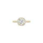 Maya Cushion Halo Pave Ring YG (Front) - Éclat by Oui