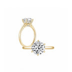 Maya Round Solitaire Plain Ring (6 Prong) YG (Both) - Éclat by Oui
