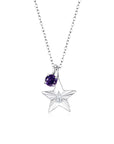 The Star Necklace with 4 Prong Solitaire Pendant WG (4mm) (Apr, Feb) - Eclat by Oui
