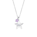 The Star Necklace with 4 Prong Solitaire Pendant WG (4mm) (Apr, Jun) - Eclat by Oui