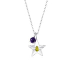 The Star Necklace with 4 Prong Solitaire Pendant WG (4mm) (Aug, Feb) - Eclat by Oui