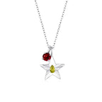 The Star Necklace with 4 Prong Solitaire Pendant WG (4mm) (Aug, Jan) - Eclat by Oui