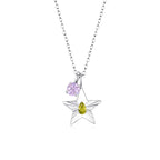 The Star Necklace with 4 Prong Solitaire Pendant WG (4mm) (Aug, Jun) - Eclat by Oui