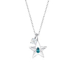 The Star Necklace with 4 Prong Solitaire Pendant WG (4mm) (Dec, Apr) - Eclat by Oui