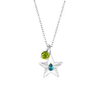 The Star Necklace with 4 Prong Solitaire Pendant WG (4mm) (Dec, Aug) - Eclat by Oui