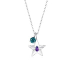 The Star Necklace with 4 Prong Solitaire Pendant WG (4mm) (Feb, Dec) - Eclat by Oui