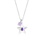 The Star Necklace with 4 Prong Solitaire Pendant WG (4mm) (Feb, Jun) - Eclat by Oui