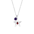 The Star Necklace with 4 Prong Solitaire Pendant WG (4mm) (Jan, Feb) - Eclat by Oui