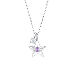 The Star Necklace with 4 Prong Solitaire Pendant WG (4mm) (Jun, Apr) - Eclat by Oui