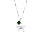 The Star Necklace with 4 Prong Solitaire Pendant WG (4mm) (Jun, May) - Eclat by Oui