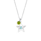 The Star Necklace with 4 Prong Solitaire Pendant WG (4mm) (Mar, Aug) - Eclat by Oui