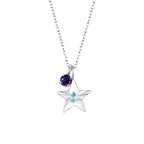 The Star Necklace with 4 Prong Solitaire Pendant WG (4mm) (Mar, Feb) - Eclat by Oui