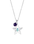 The Star Necklace with 4 Prong Solitaire Pendant WG (4mm) (Mar, Feb) - Eclat by Oui