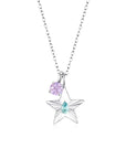 The Star Necklace with 4 Prong Solitaire Pendant WG (4mm) (Mar, Jun) - Eclat by Oui
