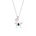 The Star Necklace with 4 Prong Solitaire Pendant WG (4mm) (May, Oct) - Eclat by Oui