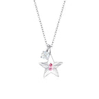 The Star Necklace with 4 Prong Solitaire Pendant WG (4mm) (Oct, Apr) - Eclat by Oui