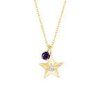 The Star Necklace with 4 Prong Solitaire Pendant YG (4mm) (Apr, Feb) - Eclat by Oui
