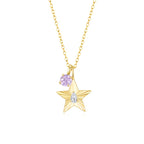 The Star Necklace with 4 Prong Solitaire Pendant YG (4mm) (Apr, Jun) - Eclat by Oui