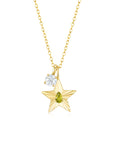 The Star Necklace with 4 Prong Solitaire Pendant YG (4mm) (Aug, Apr) - Eclat by Oui